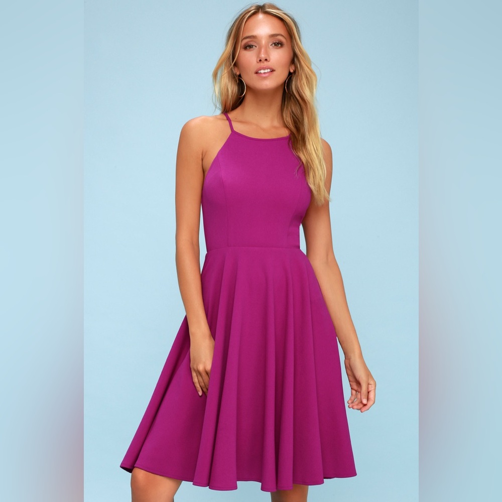 Lulu's Irresistible Charm Magenta Midi Dress